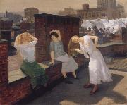 John sloan Woman drying their Hair oil painting on canvas